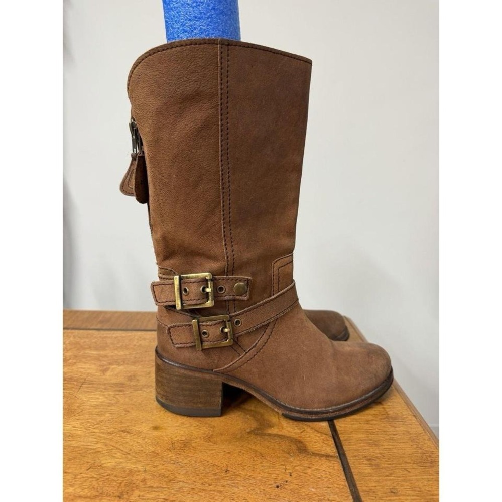 Vtg Johnston & Murphy Women's 6 Vero Cuoio Brown Leather Calf High Riding Boots - Picture 2 of 7